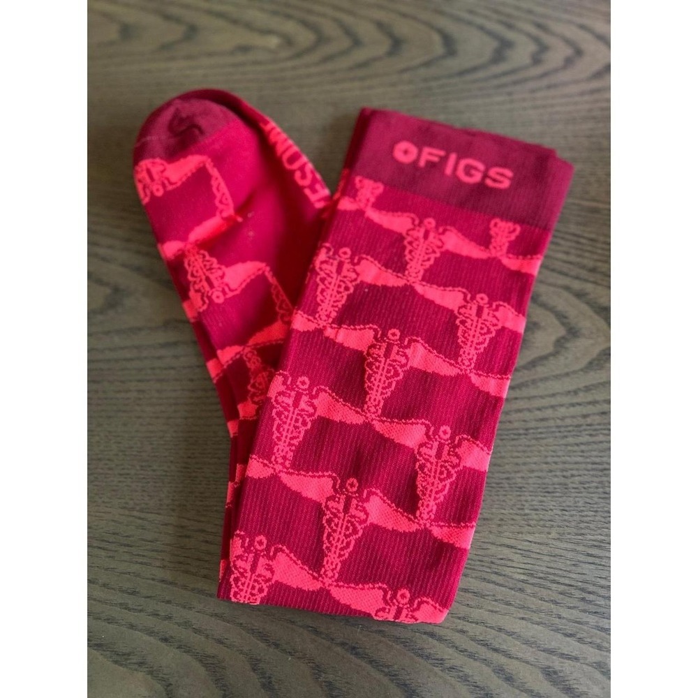 FIGS Compression Socks Caduceus Red Large New